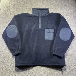 Vintage Atlantic Rancher Jacket Mens XL Blue Wool Fleece Hooded Anorak Pullover